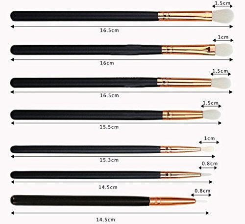 Brochas para ojos, GLURIZ 12 Piezas Brochas Ojos, Base Maquillaje Professional, Set de Brochas, Pinceles de Maquillaje, Color Negro
