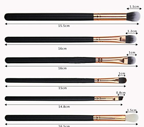 Brochas para ojos, GLURIZ 12 Piezas Brochas Ojos, Base Maquillaje Professional, Set de Brochas, Pinceles de Maquillaje, Color Negro