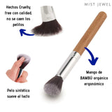 Set Brochas de maquillaje bambu orgánicas estilo Kabuki ecologicas para maquillaje profesional kit (makeup brush set) | Aplica Polvos, Base, Blush en cara y ojos