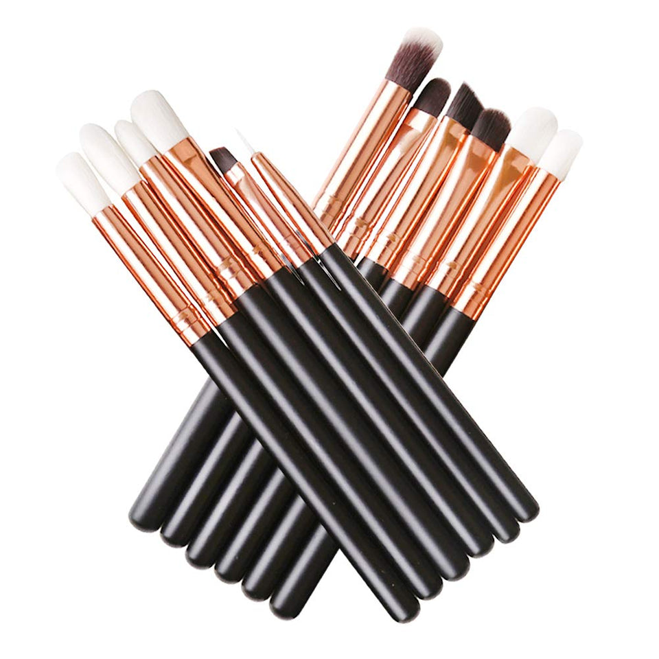 Base Maquillaje Professional Set de Brochas - RFAIKA 12 Piezas Pinceles de Maquillaje Suaves Belleza Maquillaje, Sombras de Ojos set de Brochas Cosmético Fundación Ojo Cara Sonrojo Cepillos Polvos Maquillaje (Negro)