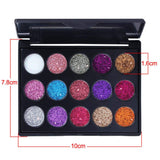 Hennta 15 colores profesional maquillaje Glitter paletas de sombra de ojos, Metalic brillo ojo ahumado sombra diamante paletas bandeja cosméticos regalo romántico (B)