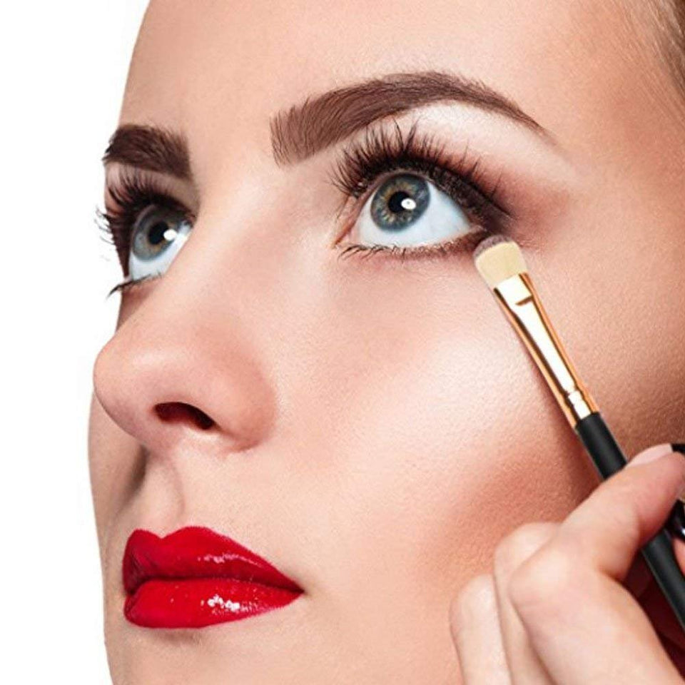 Brochas para ojos, GLURIZ 12 Piezas Brochas Ojos, Base Maquillaje Professional, Set de Brochas, Pinceles de Maquillaje, Color Negro