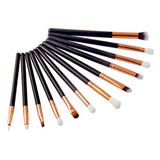 Brochas para ojos, GLURIZ 12 Piezas Brochas Ojos, Base Maquillaje Professional, Set de Brochas, Pinceles de Maquillaje, Color Negro