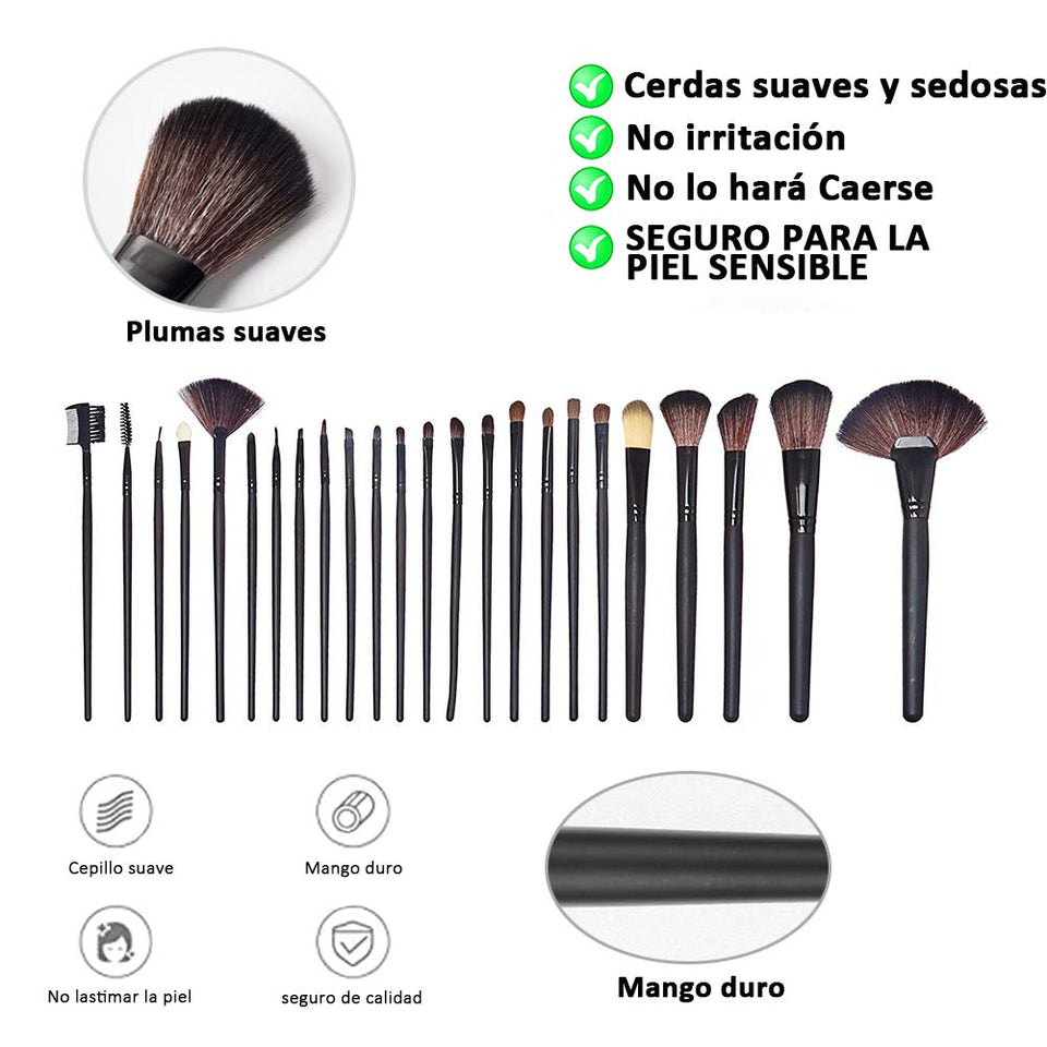 Base Maquillaje Professional Set de Brochas - RFAIKA 24 Piezas Pinceles de Maquillaje Suaves Belleza Maquillaje - Sombras de Ojos set de Brochas Cosmético Fundación Ojo Cara Sonrojo Cepillos Polvos Maquillaje (Negro)