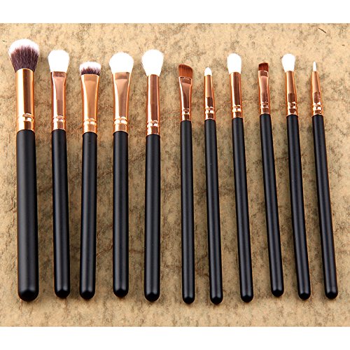 Base Maquillaje Professional Set de Brochas - RFAIKA 12 Piezas Pinceles de Maquillaje Suaves Belleza Maquillaje, Sombras de Ojos set de Brochas Cosmético Fundación Ojo Cara Sonrojo Cepillos Polvos Maquillaje (Negro)