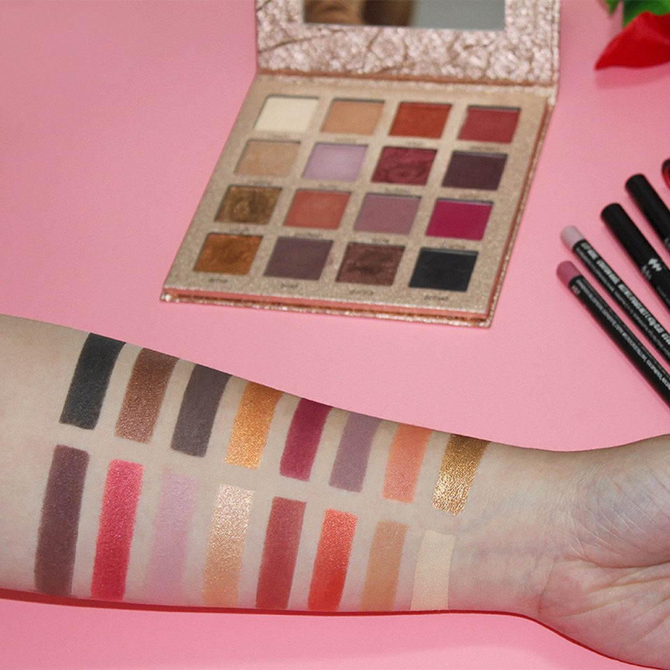 Hennta Nuevo 16 Color Shimmer Glitter Paleta de Sombra de Ojos Mate Sombra de Ojos Maquillaje Cosmético Palletes Bandeja cosméticos Regalo Romántico