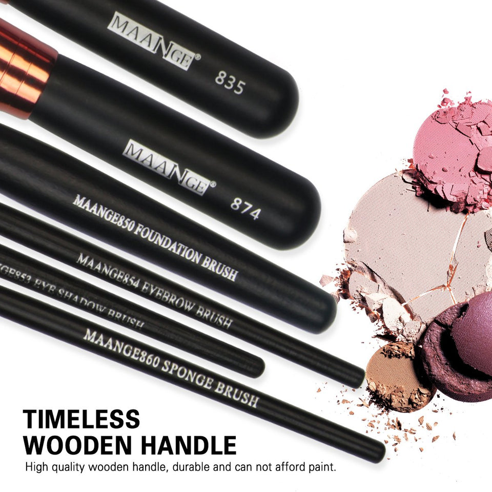 MAANGE Pinceles de Maquillaje 22 Piezas Profesional Kabuki Brochas de Maquillaje Sintetica Premium Suaves y Firmes Cosméticos Cepillos Kit ( Negro)