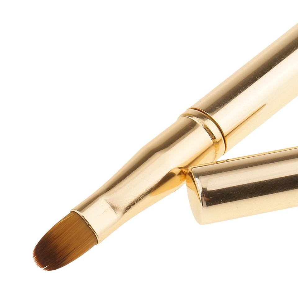 MagiDeal Cepillo de Labio Retráctil de Doble Cabeza Cosméticos Sombra de Maquillaje Color Oro