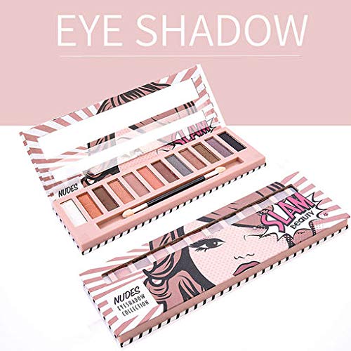 Hennta Maquillaje sexy Sombra de ojos Paleta de sombra de ojos mate Juego de cosméticos 12 Colores Resistente al sudor a prueba de larga duración Pigmentado