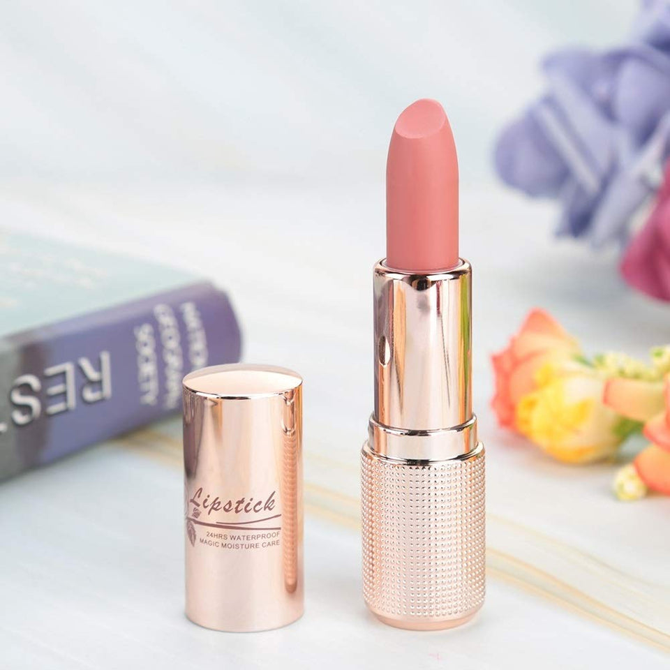DEWIN Gold Tube Lipsticks Pintalabios de hidratación Profunda Cosméticos de Larga duración Pintalabios Brillo de Labios Herramienta de Maquillaje (Color : 5)