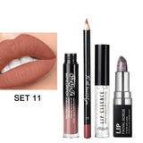 yuyte 12 Colores Brillo de Labios + delineador de Labios + Scrub Cream + Essence Liquid lip Kit cosmético(11)