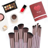 Pinceles de maquillaje, Qivange sintético Kabuki Pinceles de maquillaje Set Foundation Blush Powder Pinceles de sombra de ojos Cosmetic Brush Kit (10 piezas de café dorado)