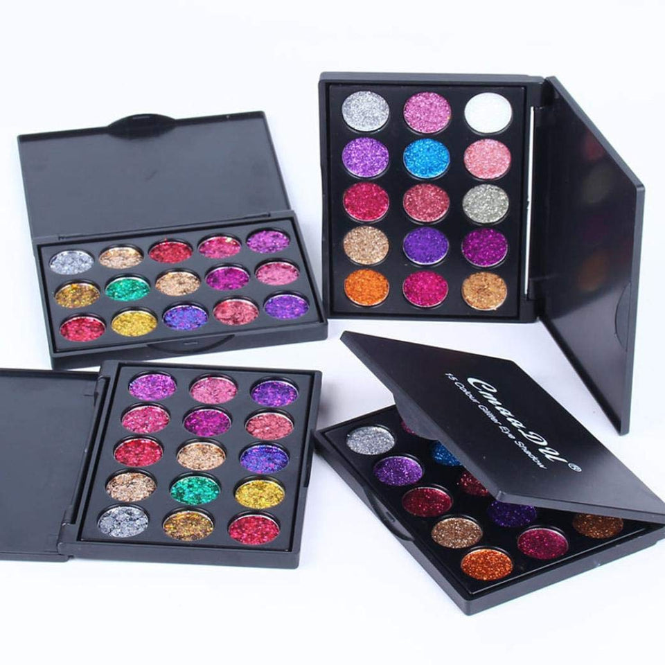 Hennta 15 colores profesional maquillaje Glitter paletas de sombra de ojos, Metalic brillo ojo ahumado sombra diamante paletas bandeja cosméticos regalo romántico (B)