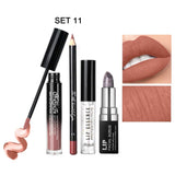 yuyte 12 Colores Brillo de Labios + delineador de Labios + Scrub Cream + Essence Liquid lip Kit cosmético(11)