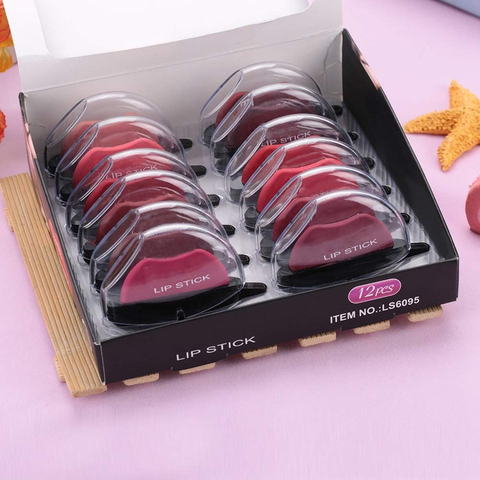 DEWIN Set de lápiz Labial Mate - Lápiz Labial de 12 Colores Lápiz Labial hidratante de Larga duración Brillo Labial Herramienta de Maquillaje cosmético