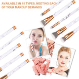 Pincel de maquillaje, 15 Unids/set Marbling Beauty Kit de Pinceles de Maquillaje Cepillo de Cejas Sombra de Ojos Cepillo Cosmético Profesional + Caja de Almacenamiento