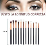 Base Maquillaje Professional Set de Brochas - RFAIKA 12 Piezas Pinceles de Maquillaje Suaves Belleza Maquillaje, Sombras de Ojos set de Brochas Cosmético Fundación Ojo Cara Sonrojo Cepillos Polvos Maquillaje (Negro)