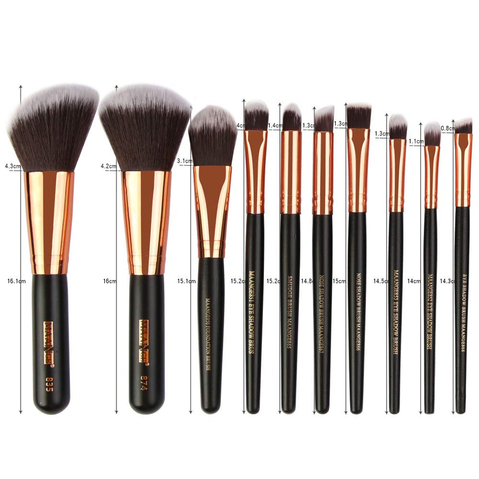 MAANGE Pinceles de Maquillaje 22 Piezas Profesional Kabuki Brochas de Maquillaje Sintetica Premium Suaves y Firmes Cosméticos Cepillos Kit ( Negro)