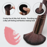 Pinceles de maquillaje, Qivange sintético Kabuki Pinceles de maquillaje Set Foundation Blush Powder Pinceles de sombra de ojos Cosmetic Brush Kit (10 piezas de café dorado)