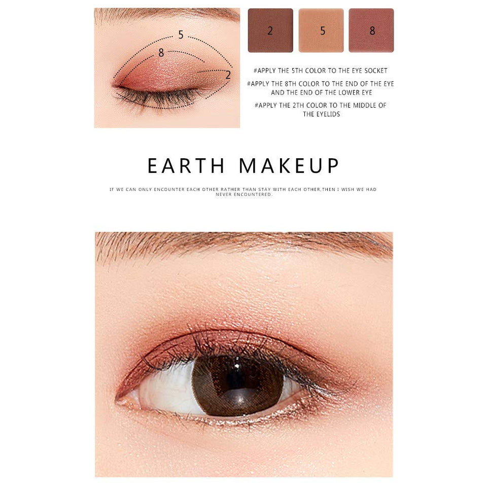 Hennta Nuevo 9 Color Shimmer Glitter Polvo de Sombra de Ojos Mate Sombra de Ojos Maquillaje cosmético Crepúsculo y Atardecer Paleta de Maquillaje Cosméticos