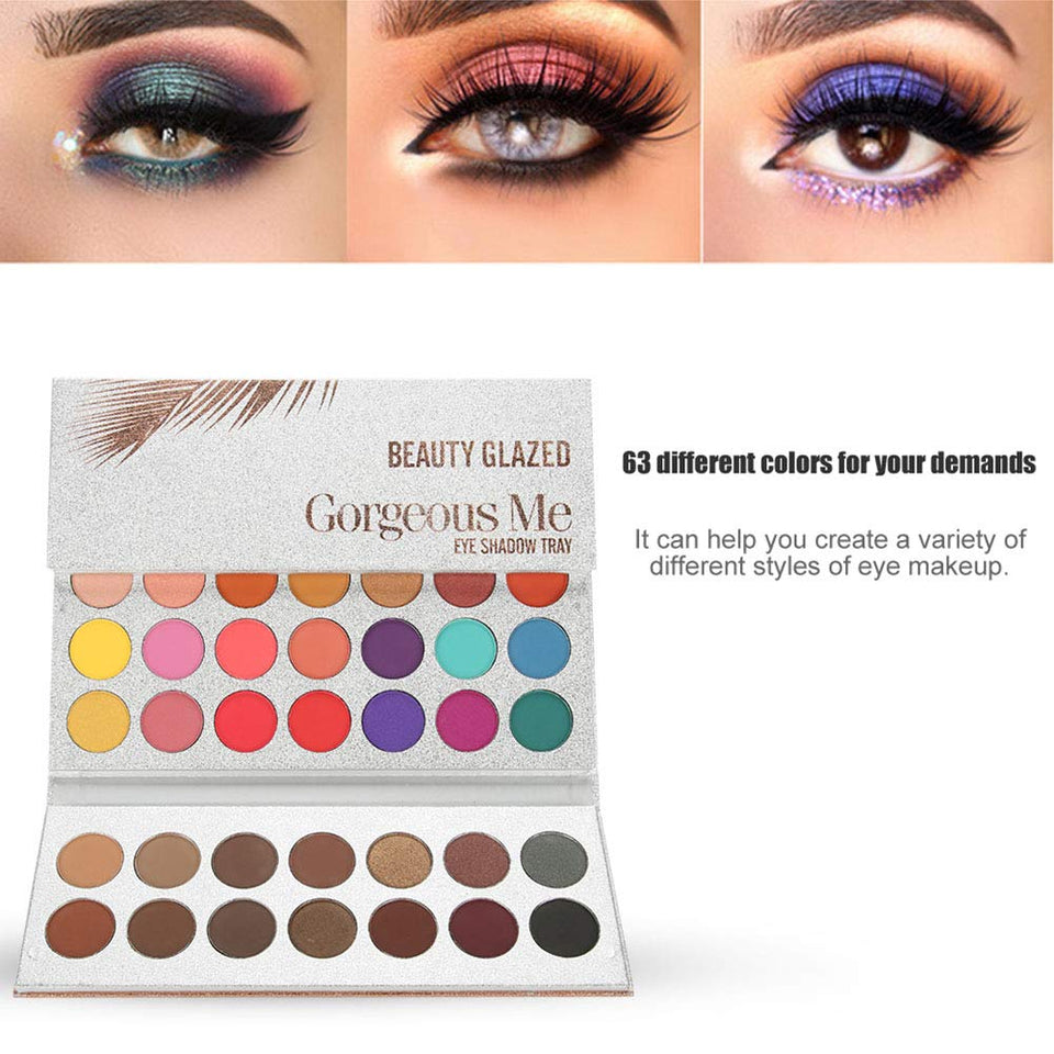 DeWin Paleta de Sombras de Ojos - Beauty Glazed 63 Colors Pearlescent Matte Eyeshadow, Cosméticos oculares, Paleta de Maquillaje