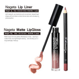 yuyte 12 Colores Brillo de Labios + delineador de Labios + Scrub Cream + Essence Liquid lip Kit cosmético(11)