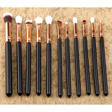 Base Maquillaje Professional Set de Brochas - RFAIKA 12 Piezas Pinceles de Maquillaje Suaves Belleza Maquillaje, Sombras de Ojos set de Brochas Cosmético Fundación Ojo Cara Sonrojo Cepillos Polvos Maquillaje (Negro)