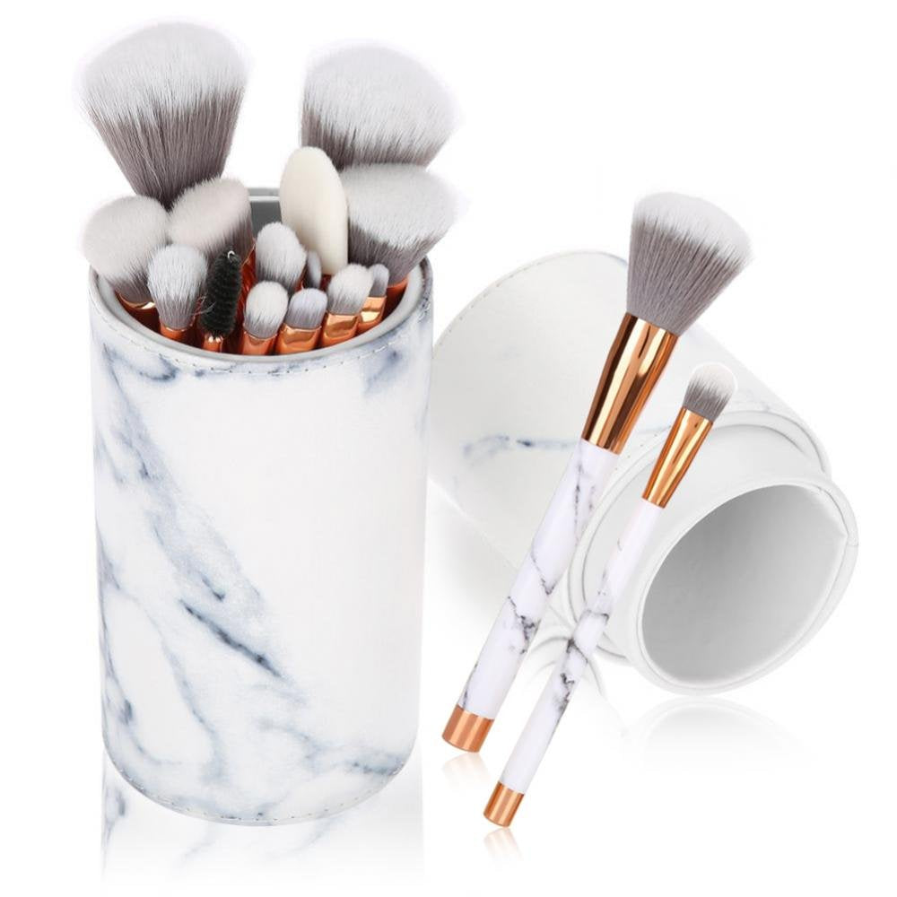 Pincel de maquillaje, 15 Unids/set Marbling Beauty Kit de Pinceles de Maquillaje Cepillo de Cejas Sombra de Ojos Cepillo Cosmético Profesional + Caja de Almacenamiento