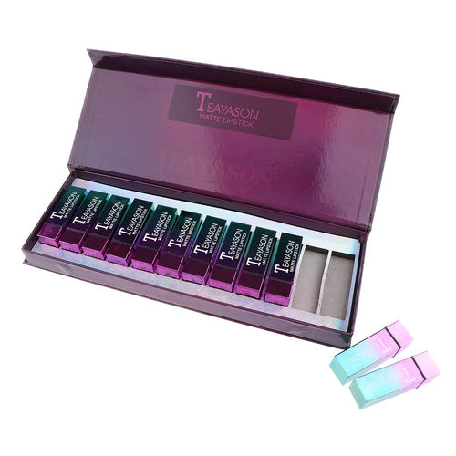 Fityle 12 Piezas Mate Lip Gloss Lápiz Labial Líquido Kit Cosmético De Larga Duración A Prueba De Agua