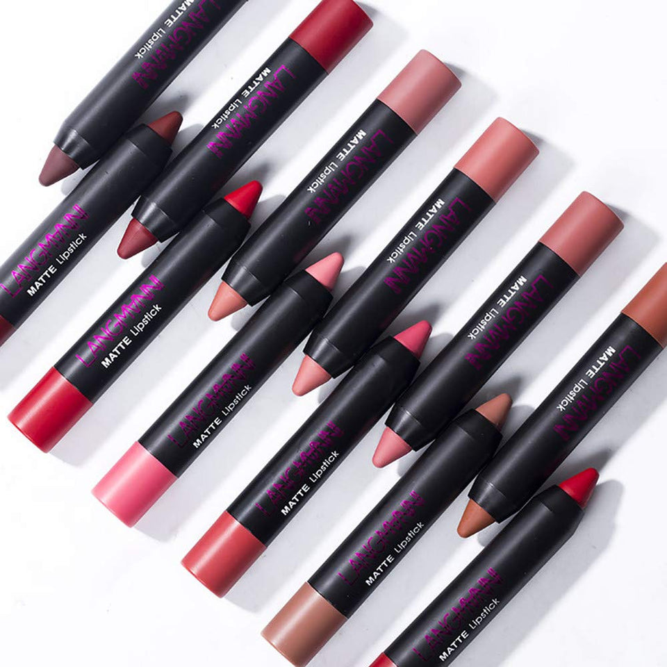 Becoler 12PCS Matte Velvet Lipsticks Impermeable Pluma Hidratante Larga duración Brillo de Labios Maquillaje de Pluma