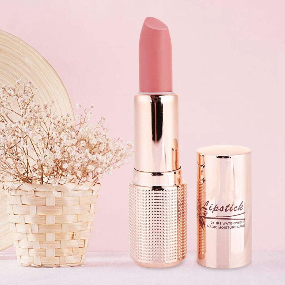 DEWIN Gold Tube Lipsticks Pintalabios de hidratación Profunda Cosméticos de Larga duración Pintalabios Brillo de Labios Herramienta de Maquillaje (Color : 5)