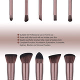 Pinceles de maquillaje, Qivange sintético Kabuki Pinceles de maquillaje Set Foundation Blush Powder Pinceles de sombra de ojos Cosmetic Brush Kit (10 piezas de café dorado)