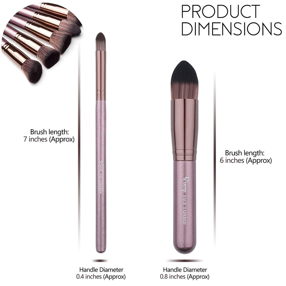 Pinceles de maquillaje, Qivange sintético Kabuki Pinceles de maquillaje Set Foundation Blush Powder Pinceles de sombra de ojos Cosmetic Brush Kit (10 piezas de café dorado)