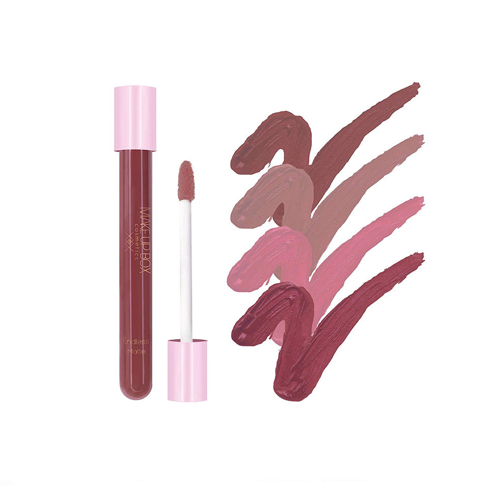 Makeupbox 4 Labiales Matte Larga Duración tonos Nude Collection lip gloss endless Matte 12-horas Touch-proof libres de plomo, conservadores y parabenos,cruelty free