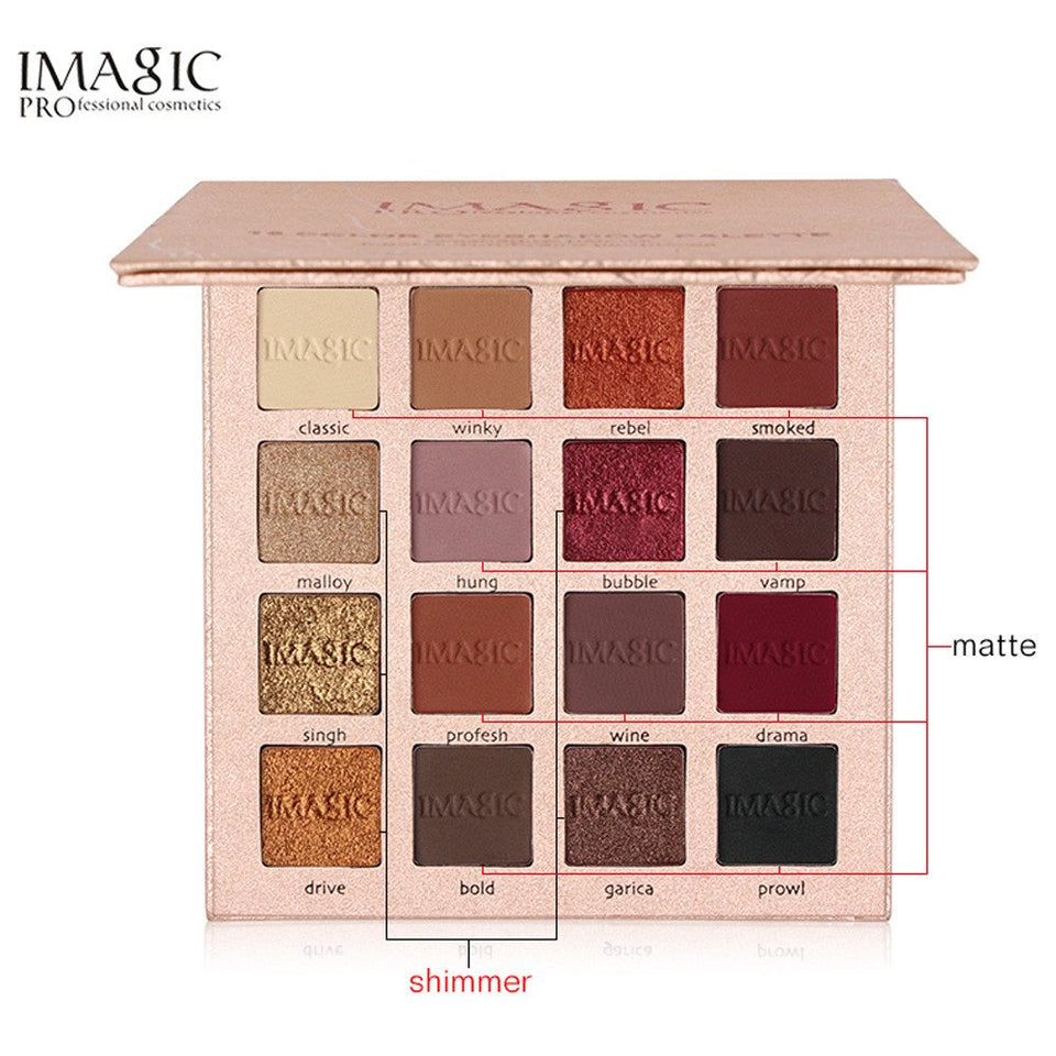 Hennta Nuevo 16 Color Shimmer Glitter Paleta de Sombra de Ojos Mate Sombra de Ojos Maquillaje Cosmético Palletes Bandeja cosméticos Regalo Romántico