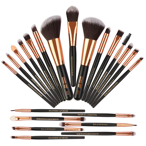 MAANGE Pinceles de Maquillaje 22 Piezas Profesional Kabuki Brochas de Maquillaje Sintetica Premium Suaves y Firmes Cosméticos Cepillos Kit ( Negro)