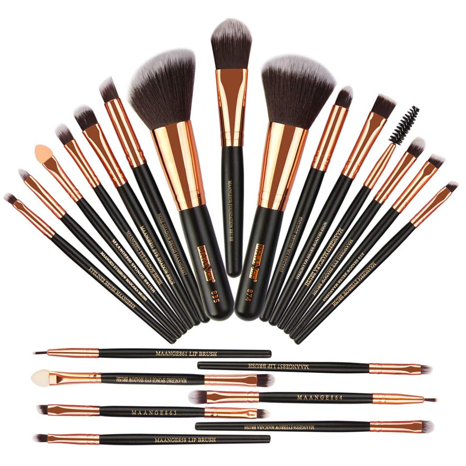 MAANGE Pinceles de Maquillaje 22 Piezas Profesional Kabuki Brochas de Maquillaje Sintetica Premium Suaves y Firmes Cosméticos Cepillos Kit ( Negro)