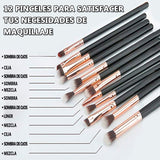 Base Maquillaje Professional Set de Brochas - RFAIKA 12 Piezas Pinceles de Maquillaje Suaves Belleza Maquillaje, Sombras de Ojos set de Brochas Cosmético Fundación Ojo Cara Sonrojo Cepillos Polvos Maquillaje (Negro)