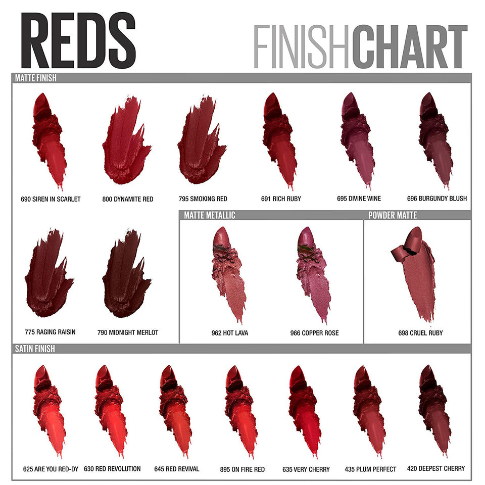 Maybelline Color Sens Vivids Lápiz Labial, color On Fire Red