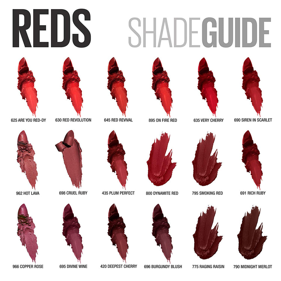 Maybelline Color Sens Vivids Lápiz Labial, color On Fire Red